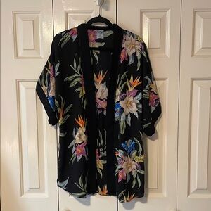 Kona Sol Black Floral Swim Coverup